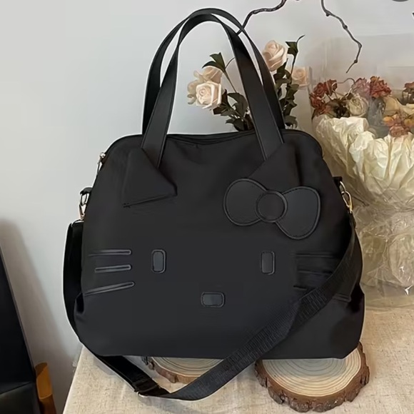 Sanrio Hello Kitty Large Tote - Black Oxford Cloth Tote - Picture 1 of 8